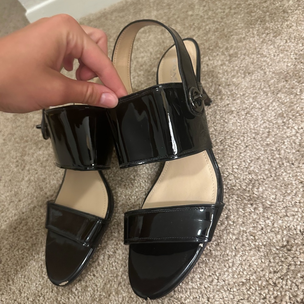 Coach Black Patent Leather Slingback Sandals - Picture 3 of 11